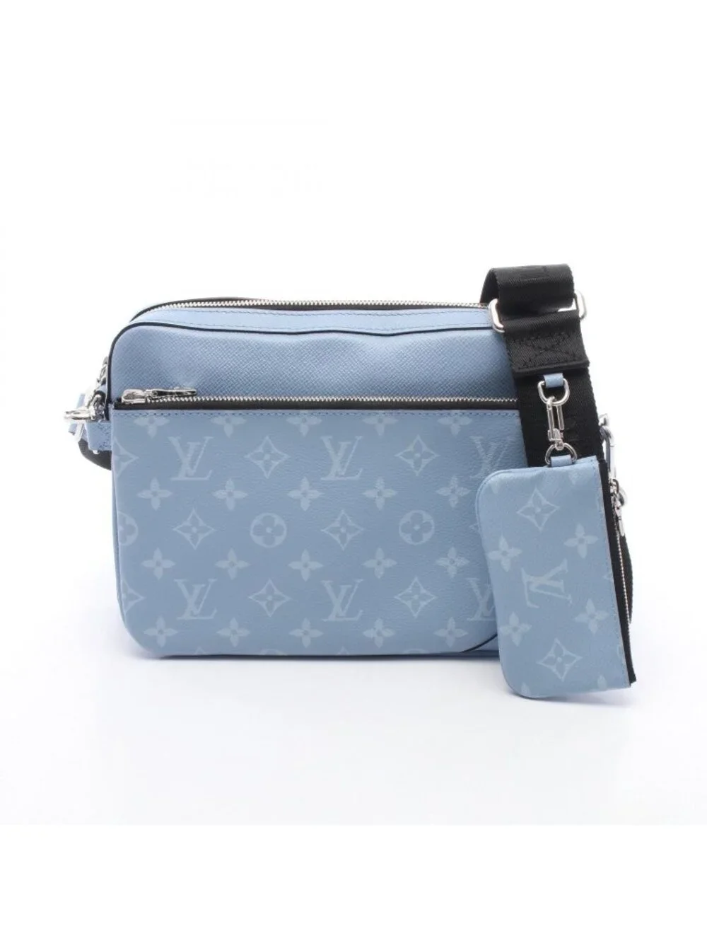 Louis Vuitton Shoulder Bag Trio Messenger Taigarama Sky Blue Canvas Leather